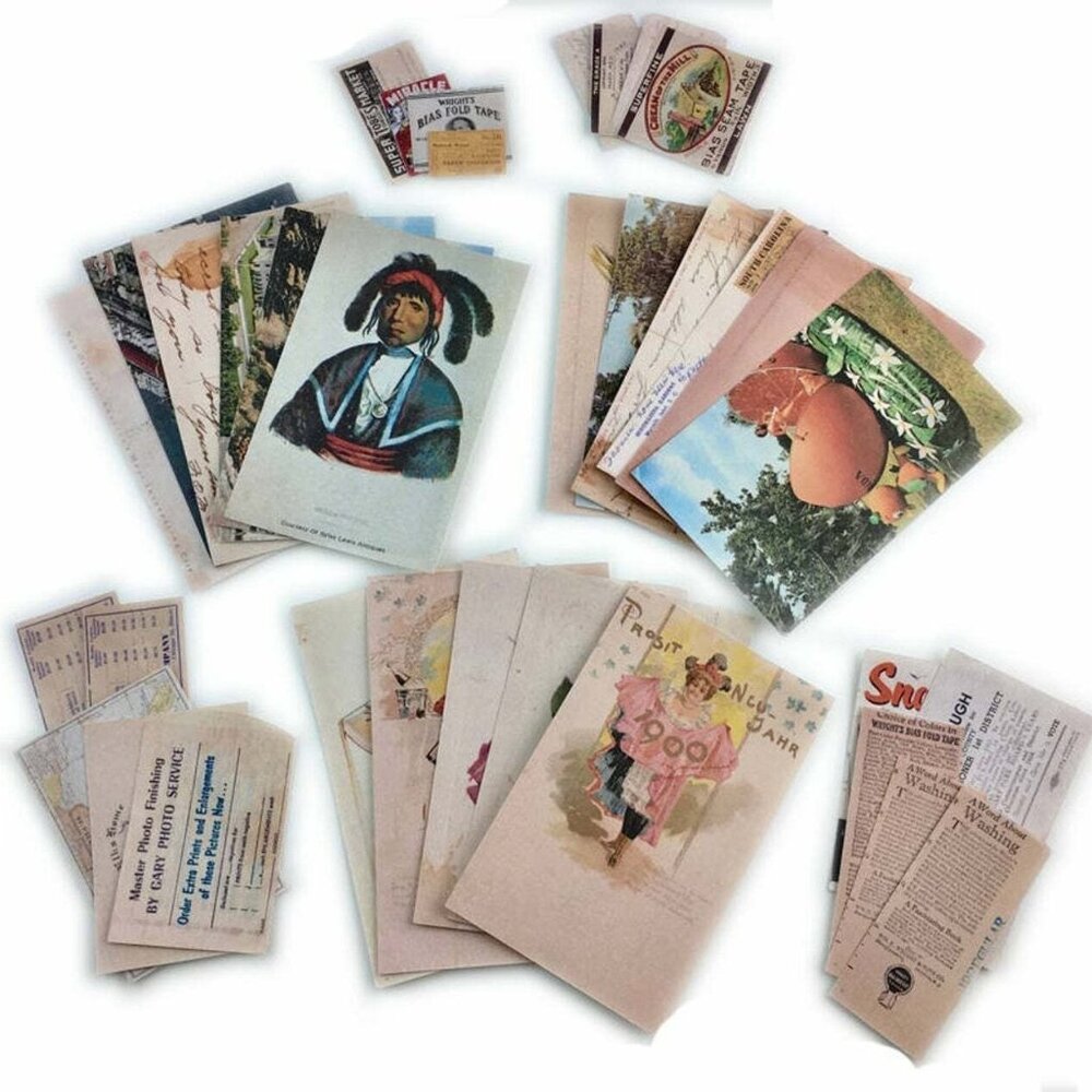 Lot 25 Piece Vintage Postcard Reproduction Junk Journal Ephemera Craft Supply mq
